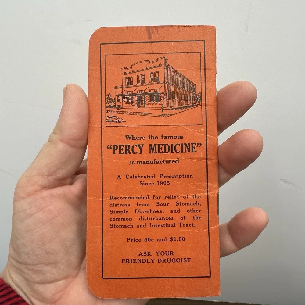 Vintage Percy Medicine Pharmacy Ephemera Pamphlet Waco Texas 1947 / 1948 Spanish
